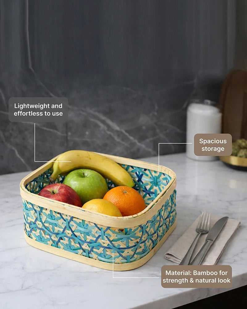 Bamboo Storage Basket Multipurpose Home Organizer