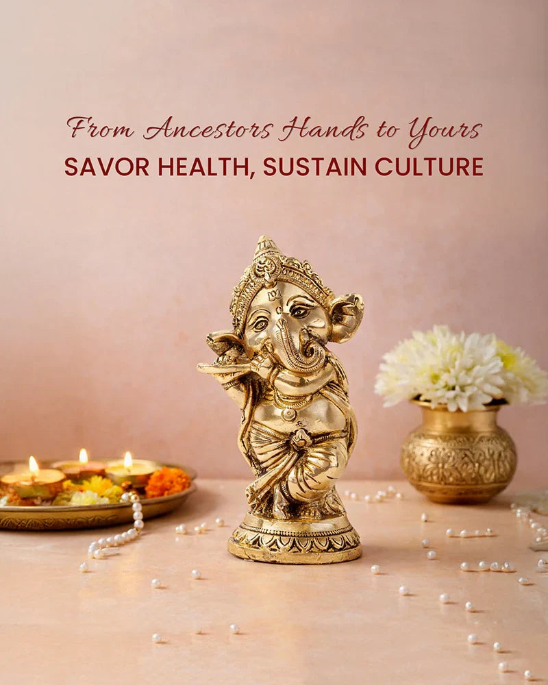 Decorative Pure Brass Ganesha Idol for Devotion, Festivals, and Home Decor