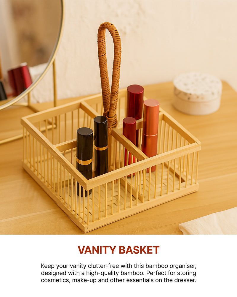 Multi-Purpose Bamboo Spoon Stand Caddy - Kitchen and Table Organiser