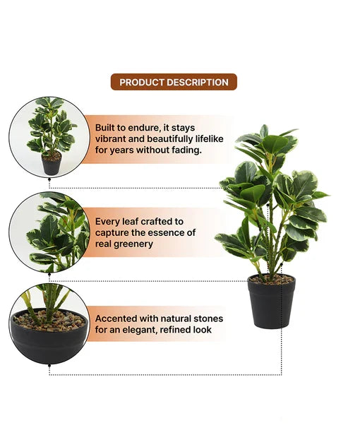 Realistic Artificial Leaves Plant with Pot for Modern Home and Room Decor