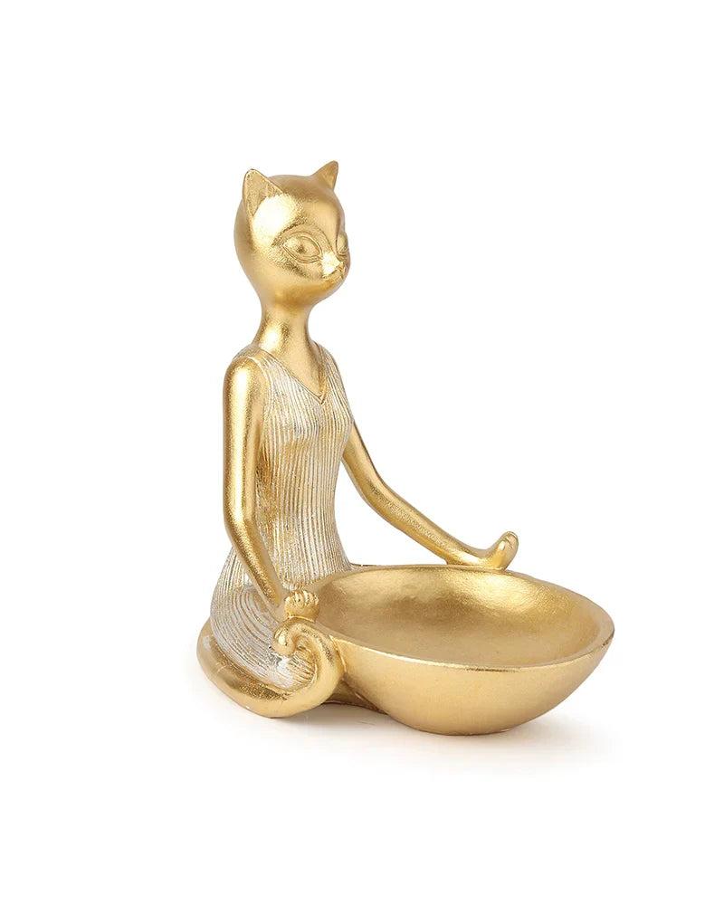 Polypropylene Yoga Cat Showpiece for Home Decor and Living Room