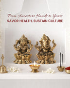 Pure Brass Laxmi Ganesh Idol Set for Home Temple and Decoration