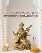 Pure Brass Saraswati Maa Idol for Pooja and Home Decoration