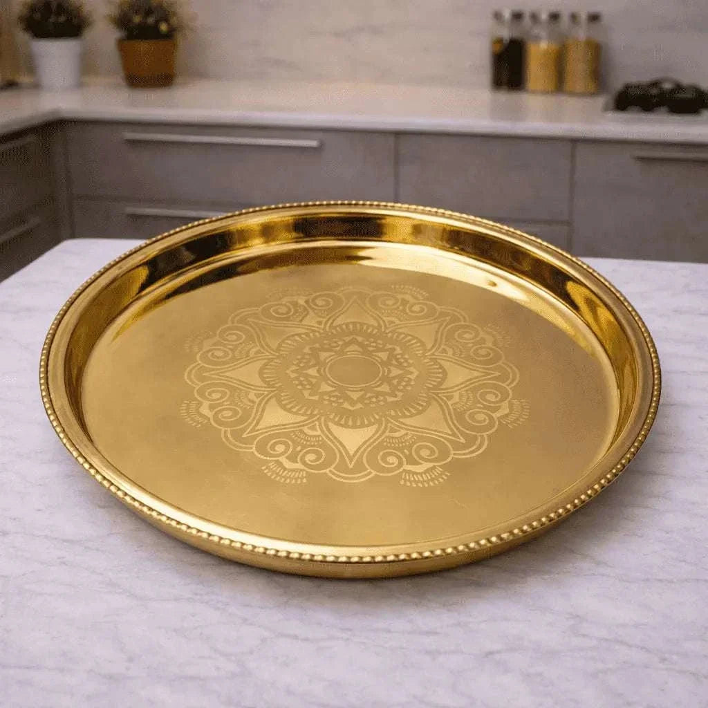 Brass Floral Design Thali/Dinner Set (1.15 Kg) Vedansh Craft