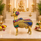 Brass Stone Work Standing Cow Idol Vedansh Craft