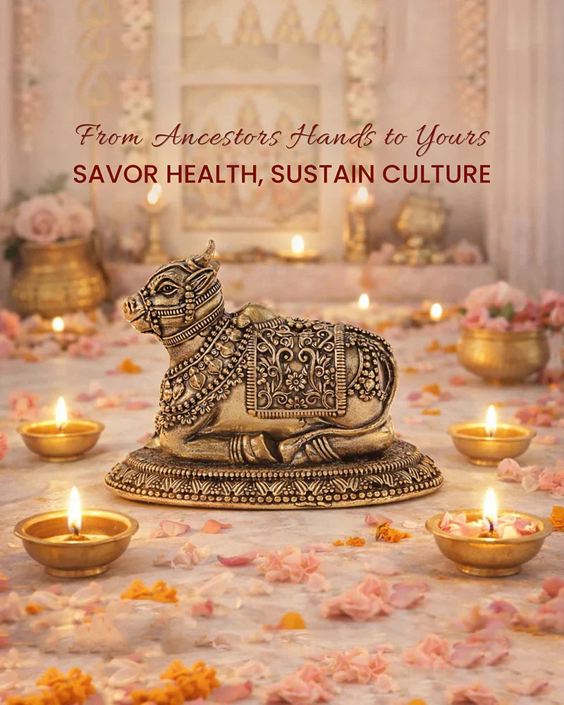 Elegant Pure Brass Nandi Idol for Worship, Blessings, and Home Decor