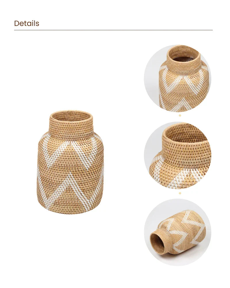 Handcrafted Rattan Decorative Vase for Tabletop and Shelf Styling