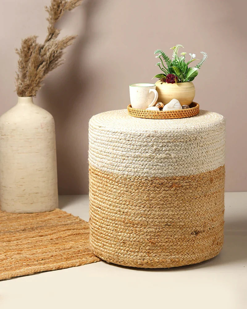 Handcrafted Jute Pouffes for Natural Living Room Decor