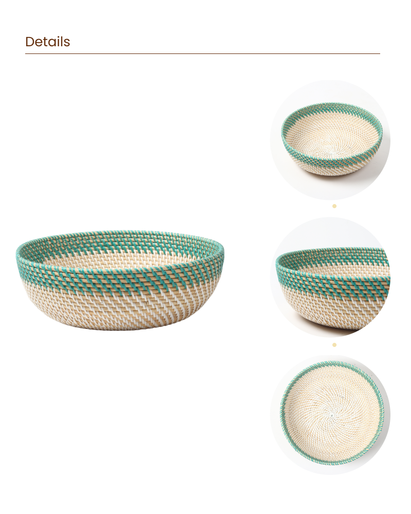 Round Rattan Fruit Basket for Kitchen and Dining