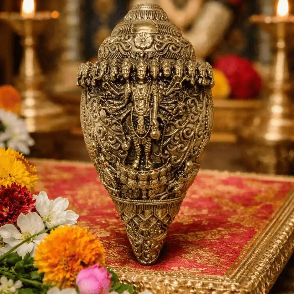 Brass Lightweight Vishwaroopam Vishnu Conch Vedansh Craft
