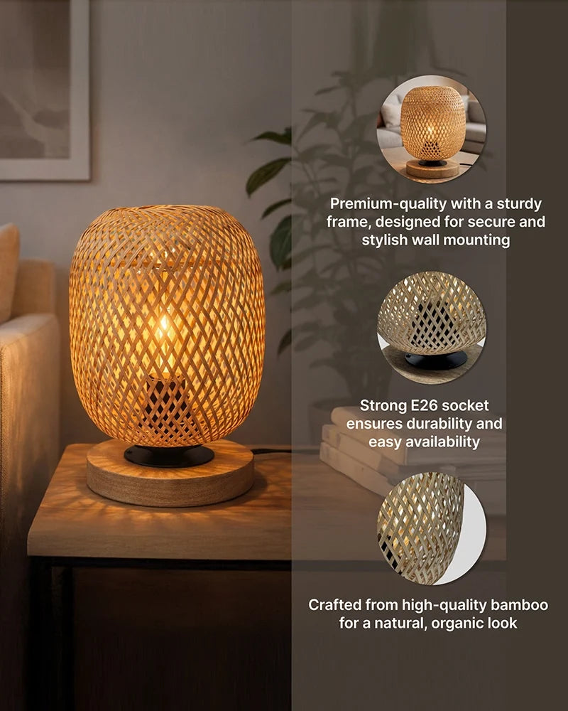 Bamboo Table Lamp for Dining Space and Home Decoration