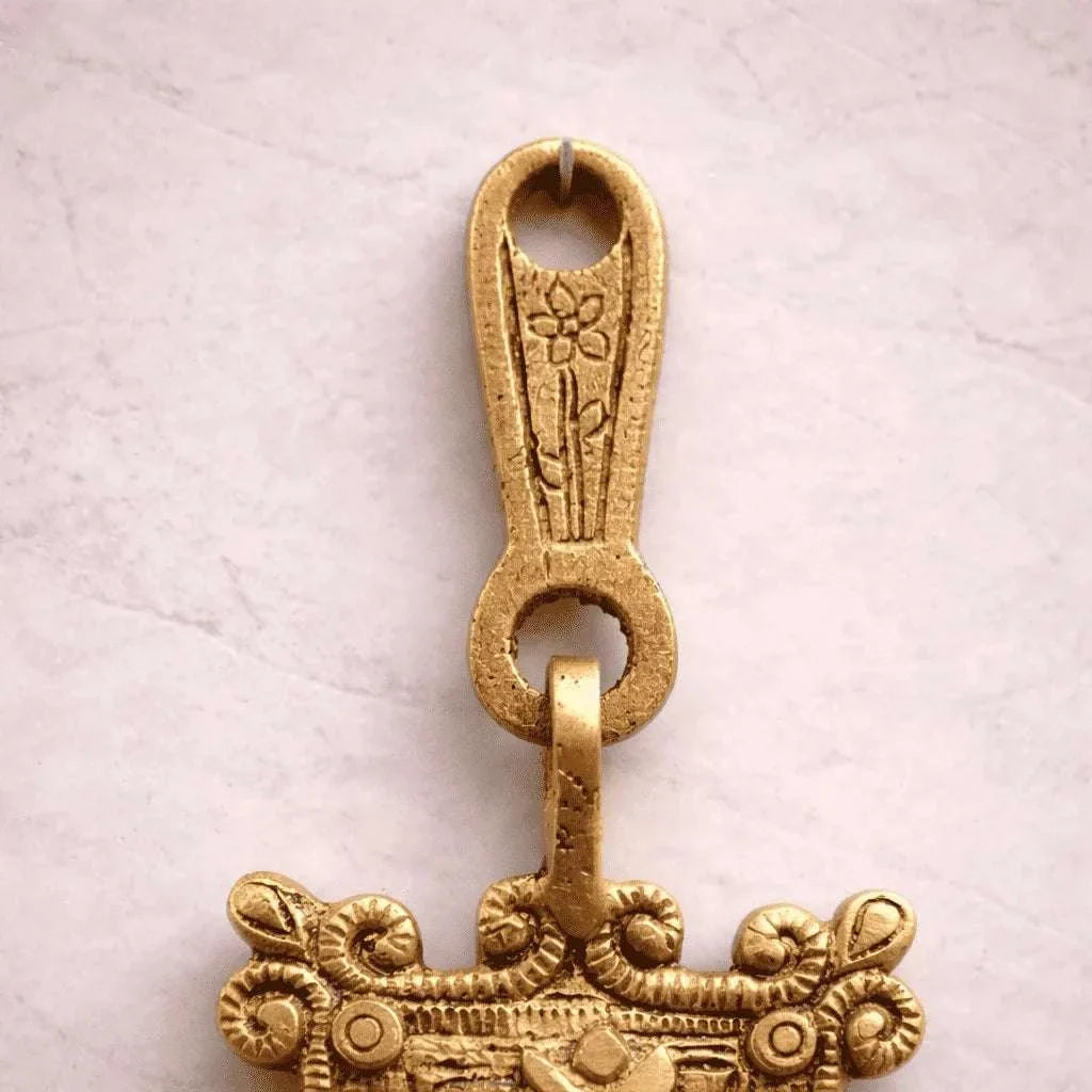Brass Om Wall Hanging With Bell (7 Inch) Vedansh Craft