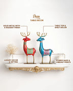Handcrafted Metal Deer Figurine Set of 2 Home Decor Showpiece Gift Item