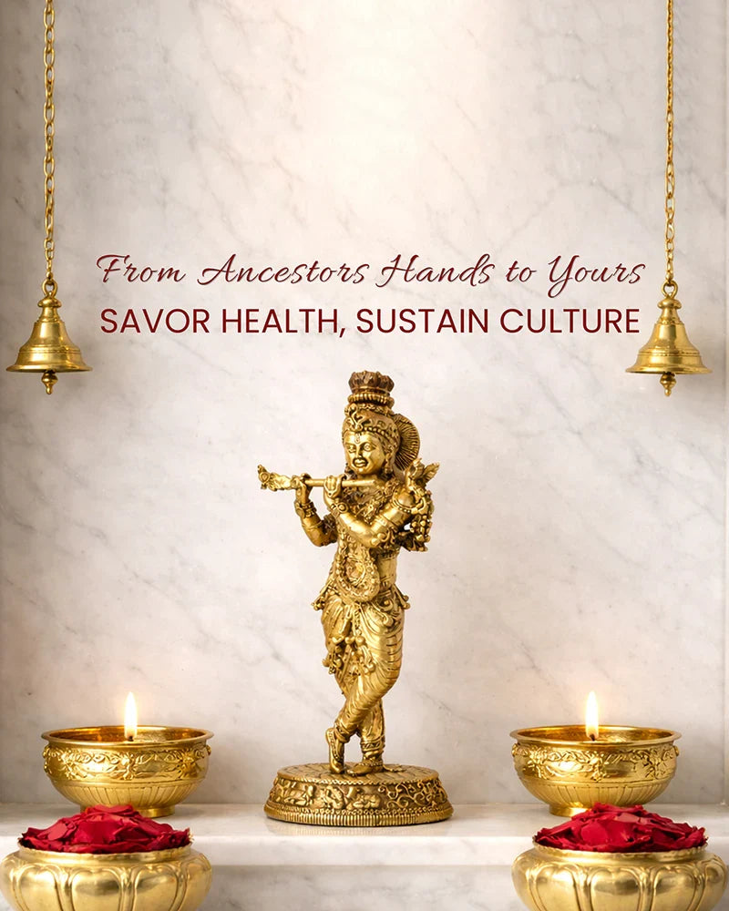 Pure Brass Krishna with Flute Idol for Home Temple and Pooja Room