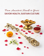 Brass Ritual Spoon with Lord Krishna Idol for Pooja Use