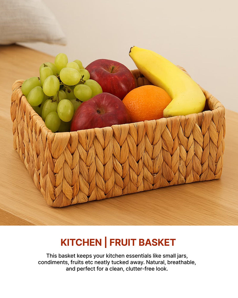 Water Hyacinth Versatile Organizing Storage Baskets for Kitchen, Shelf, and Home Use