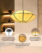 Silk Fabric Hanging Lamp for Bedroom and Study Room