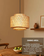 Elegant Cane Hanging Lamp for Living Space and Dining Area