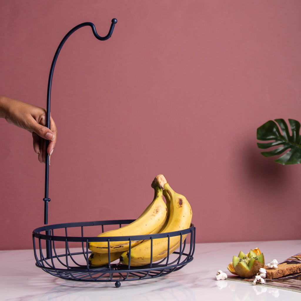 Wire Fruit Holder Basket with Banana Hanger Nestasia