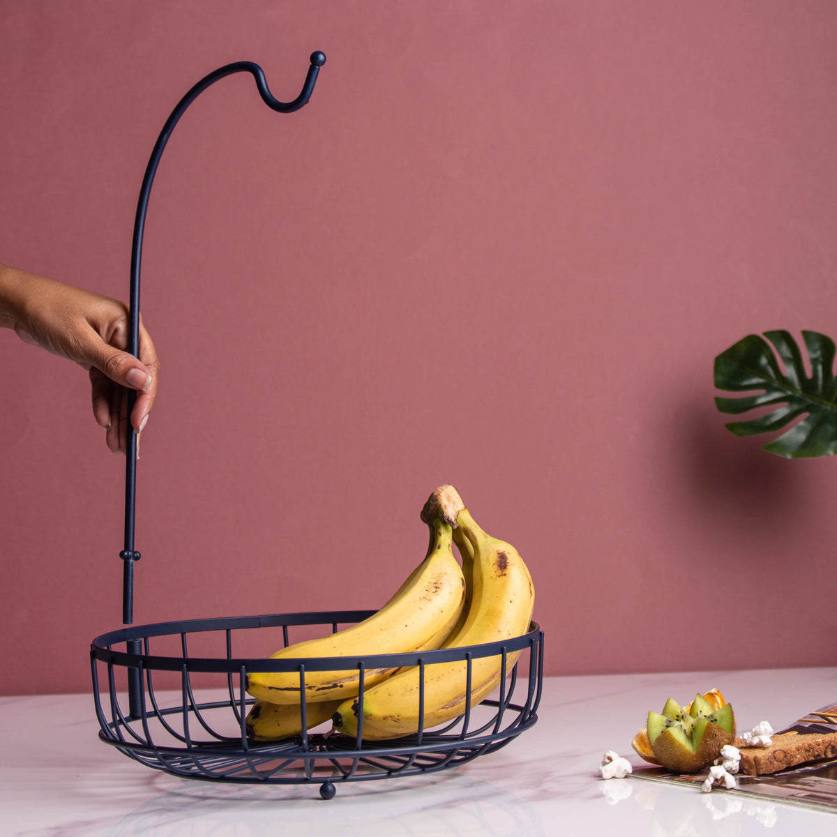 Wire Fruit Holder Basket with Banana Hanger Nestasia