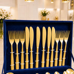 Brass Cutlery Flatware Set With Velvet Gift Box Vedansh Craft