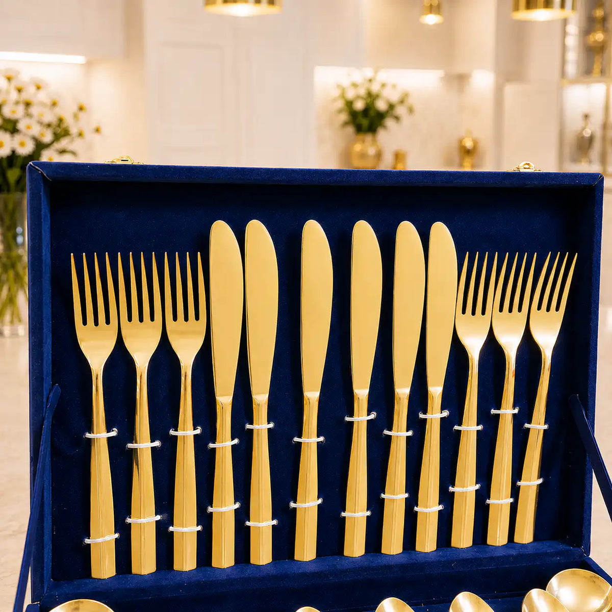 Brass Cutlery Flatware Set With Velvet Gift Box Vedansh Craft