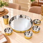 Copper/Brass Hammered Thali/Dinner Set Vedansh Craft