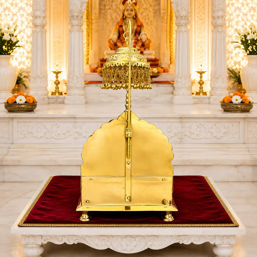 Handcrafted Brass Singhasan with Dome for Laddu Gopal Vedansh Craft
