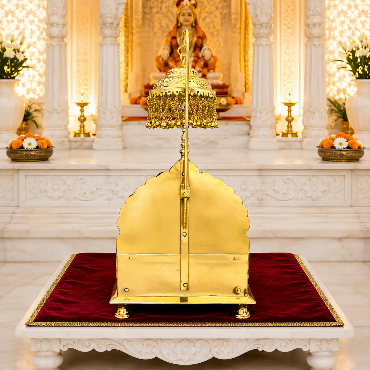 Handcrafted Brass Singhasan with Dome for Laddu Gopal Vedansh Craft