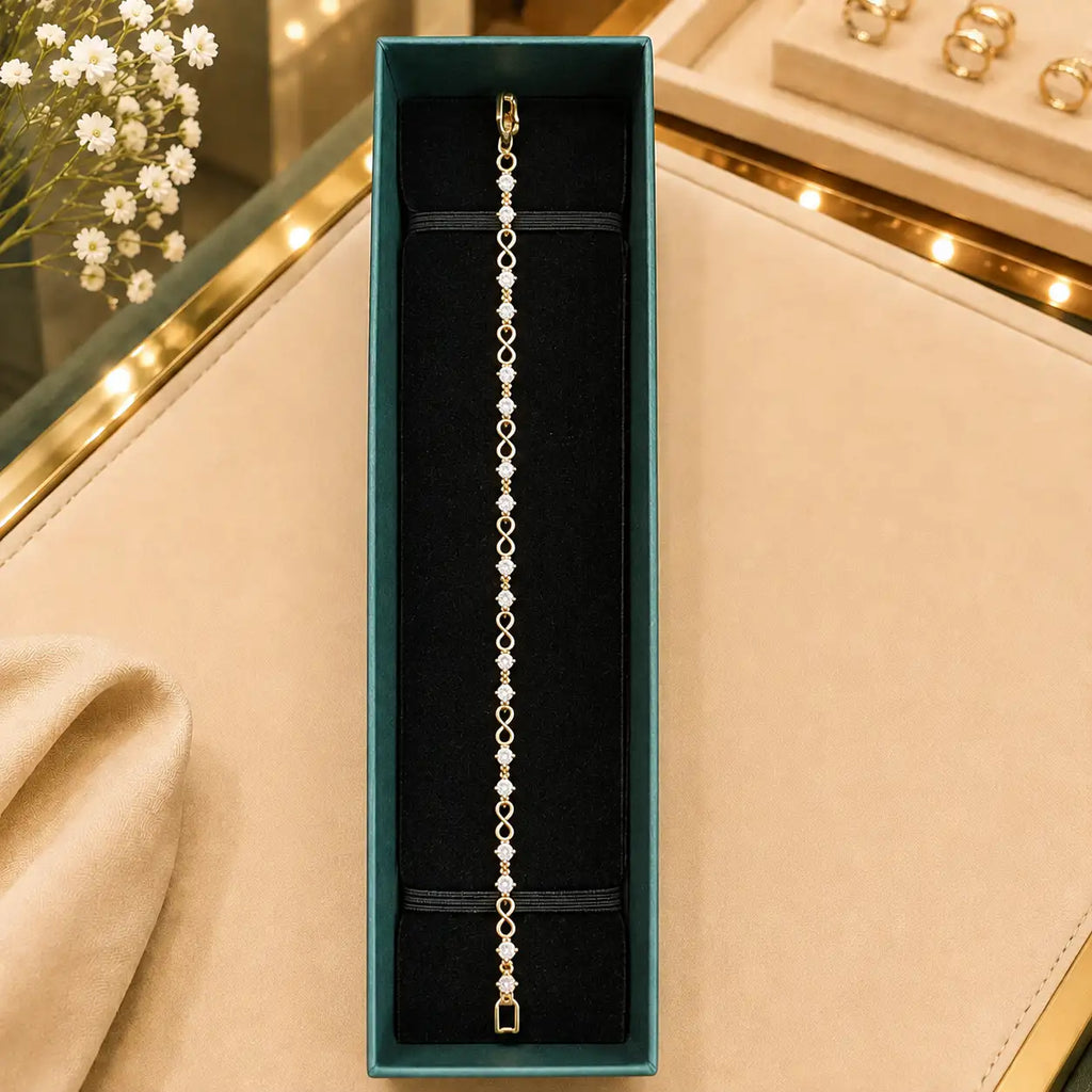White CZ Tennis Bracelet for Women | Heart, Pear & Round Cut Stones Vedansh Craft