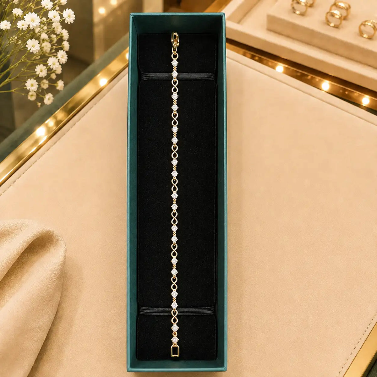 White CZ Tennis Bracelet for Women | Heart, Pear & Round Cut Stones Vedansh Craft
