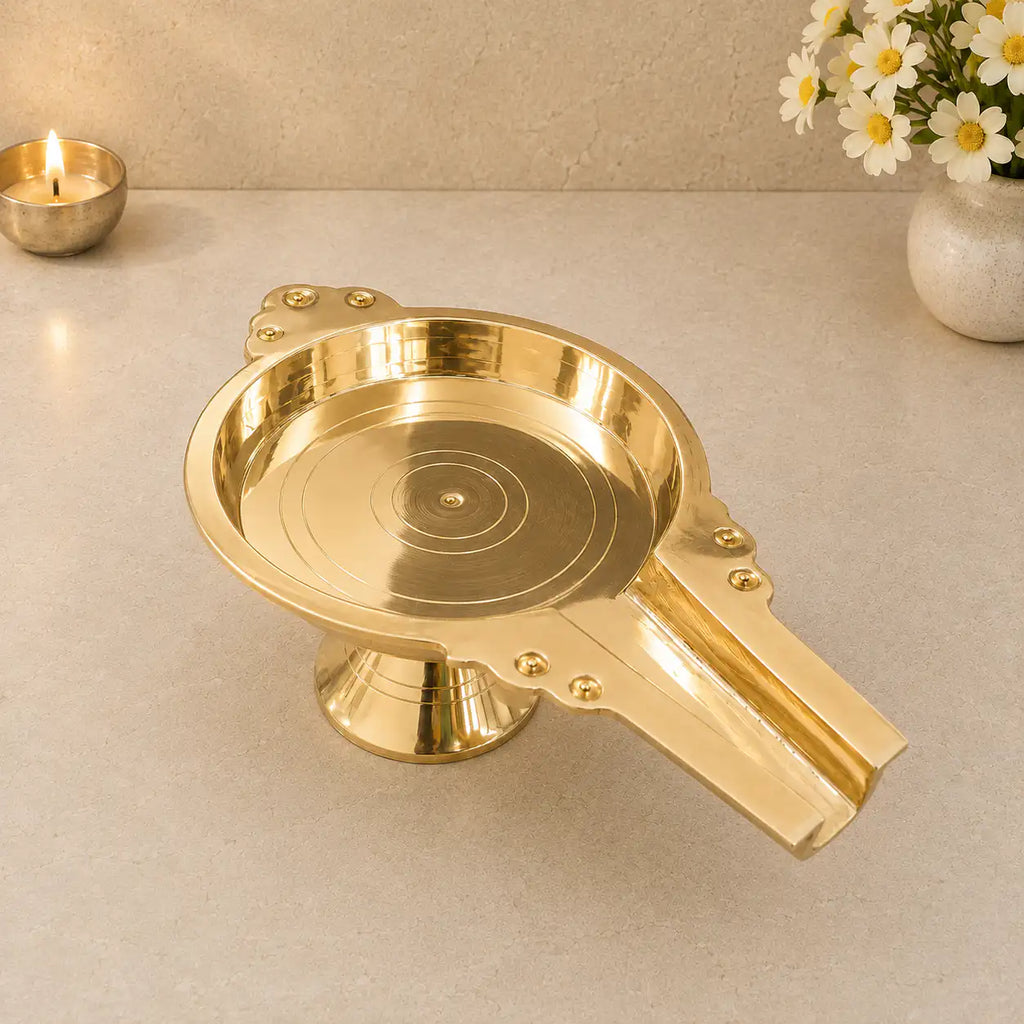 Brass Abhishek Patra Stand (4 Inch) Vedansh Craft