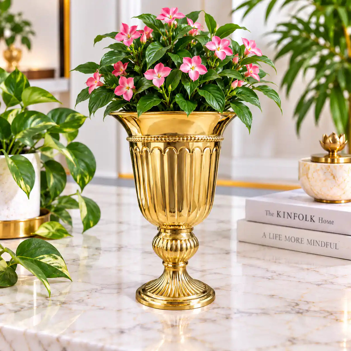 Brass Bucket Planter Pot With Stand Vedansh Craft