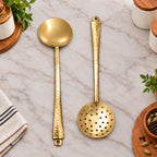 Brass Kitchen Ladles Set  (15.5 Inch) Vedansh Craft