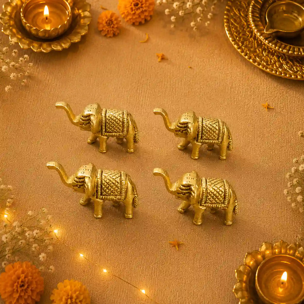 Brass Elephant Statue Set With Gift Box/Hamper Vedansh Craft