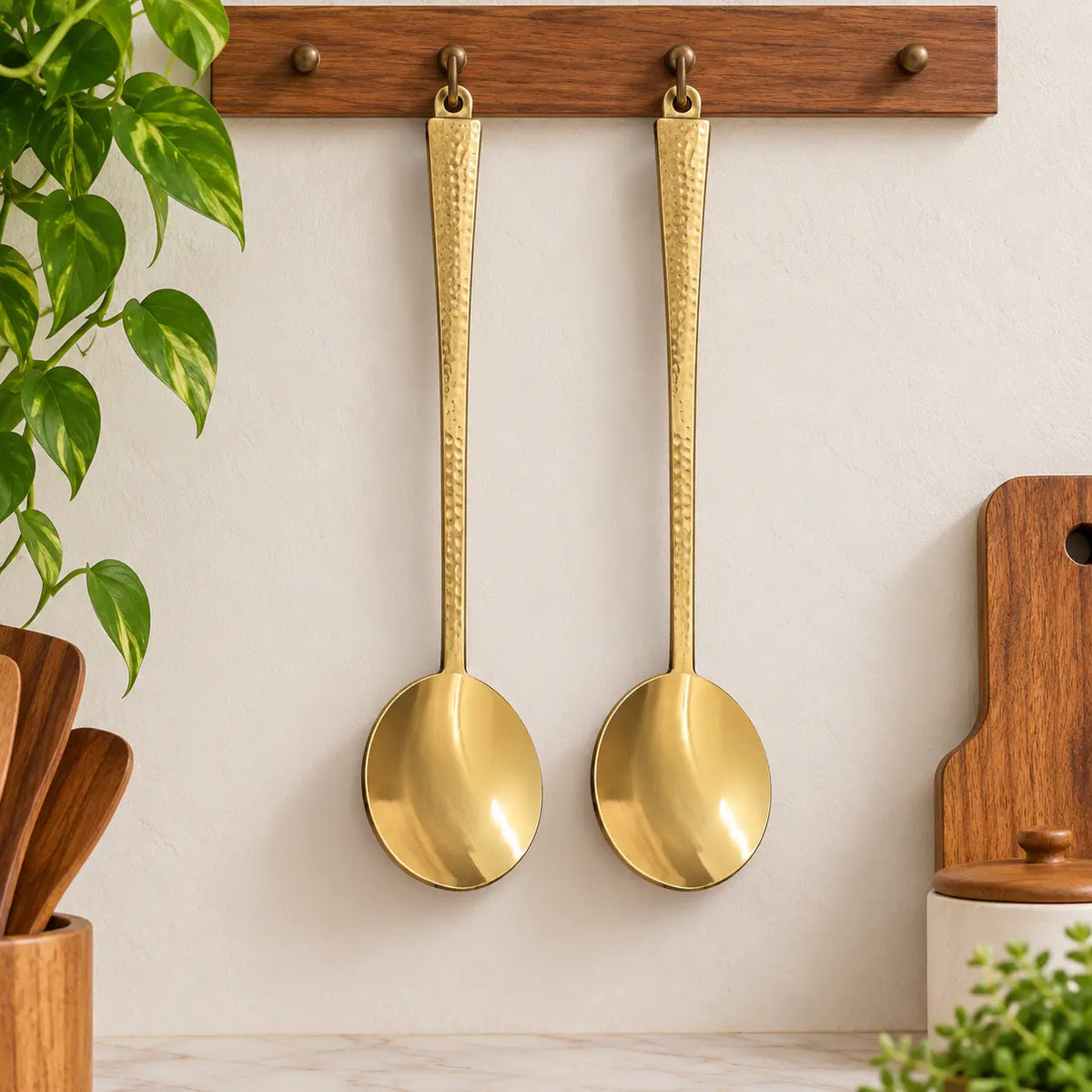 Brass Kitchen Ladles Set  (15.5 Inch) Vedansh Craft