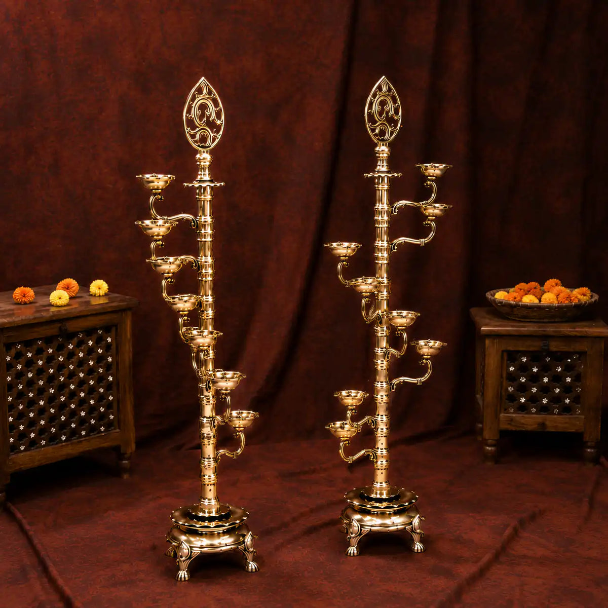 Brass Asthadeep Long Lamp (32 Inch) Vedansh Craft