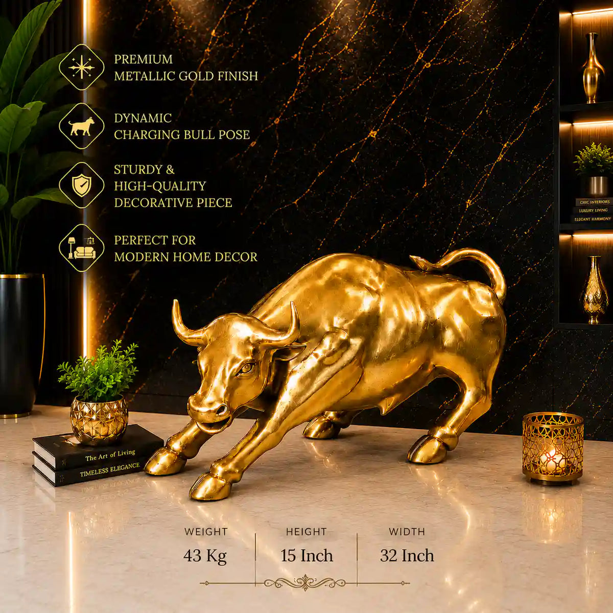 Brass Decorative Bull Statue (15 Inch) Vedansh Craft