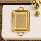Brass Rectangular Tray / Platter With Handle Vedansh Craft