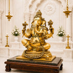 Brass Lord Ganesha Sitting Idol (22 Inch) Vedansh Craft