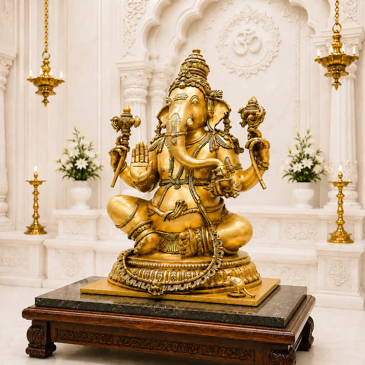 Brass Lord Ganesha Sitting Idol (22 Inch) Vedansh Craft