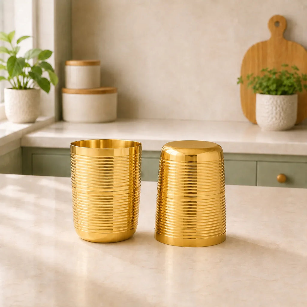 Brass Lining Glass Pair Vedansh Craft
