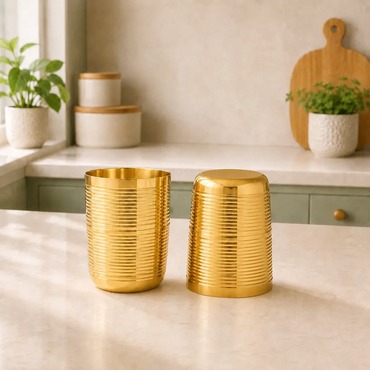 Brass Lining Glass Pair Vedansh Craft