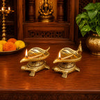 Brass Tortoise Oil Diya Pair (1.5 Inch) Vedansh Craft