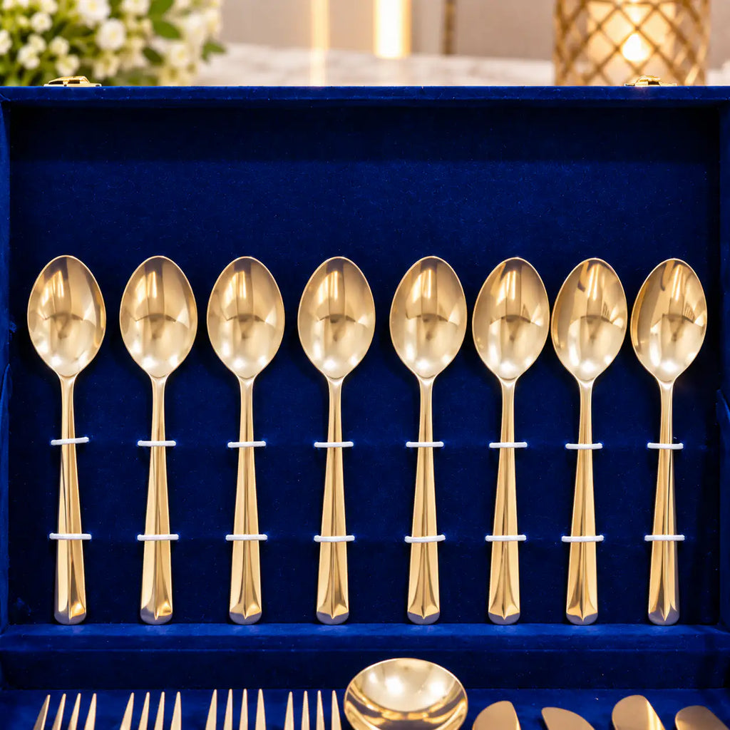Brass Cutlery Flatware Set With Velvet Gift Box Vedansh Craft