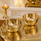 Brass Pooja Bhog Thali Set – Matka Murli Design (8 Inch) Vedansh Craft