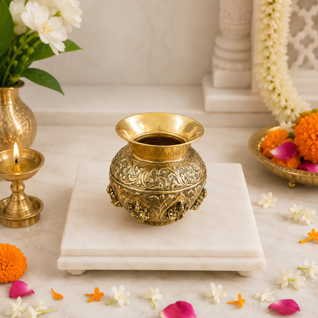 Brass Ashtalakshmi Kodam / Kalash (5.5 Inch) Vedansh Craft