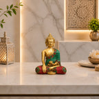 Brass Stone Work Blessing Sitting Buddha Statue Vedansh Craft