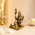 Brass Lightweight Sitting Ardhanarishwara Idol With Shivling (3.5 Inch) Vedansh Craft