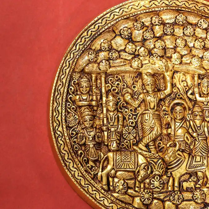 Brass Goverdhan Plate Wall Hanging (8 Inch) Vedansh Craft